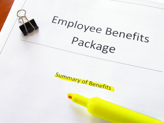 employee benefits document with highlighed text